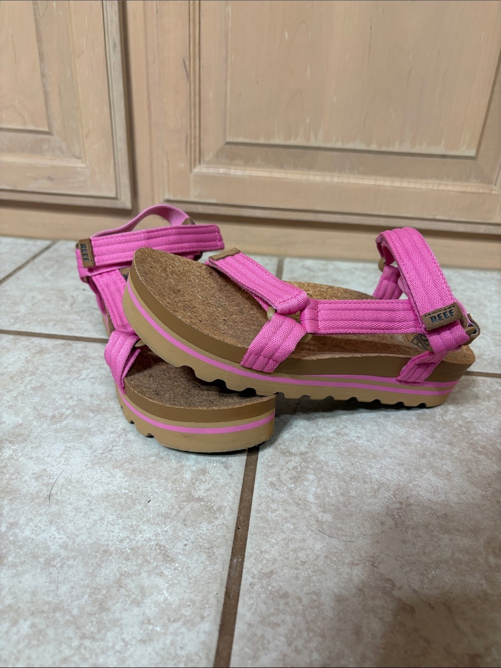 Reef Pink Strap Platform Sandals - Picture 2 of 5